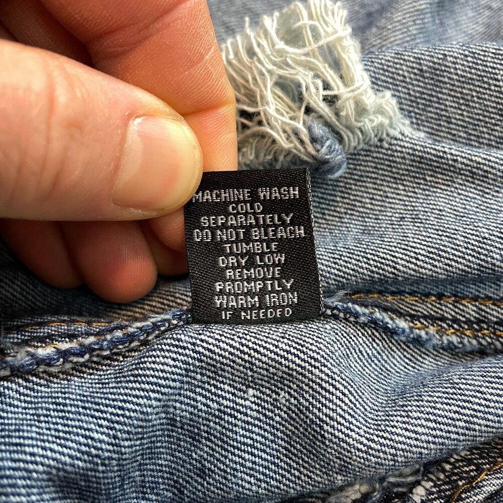 Rue 21 Jean Jacket Womens Small Blue Denim Distressed Dark Wash Black Hooded - Picture 5 of 11